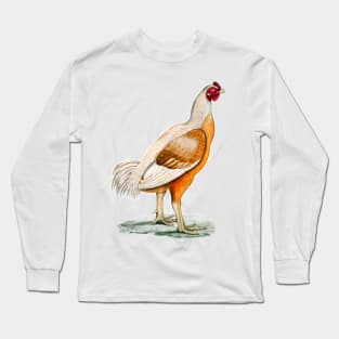 Giant Rooster vintage colorful illustration in drawing Long Sleeve T-Shirt